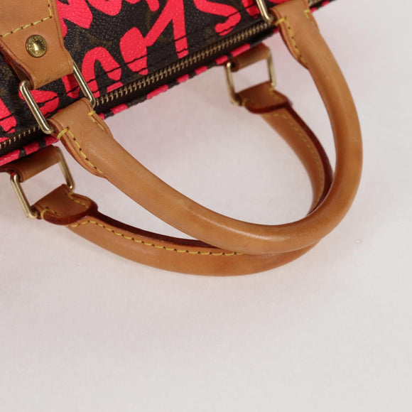 LOUIS VUITTON Monogram Graffiti Speedy 30 Hand Bag Pink M93704 LV Auth 128854SAV