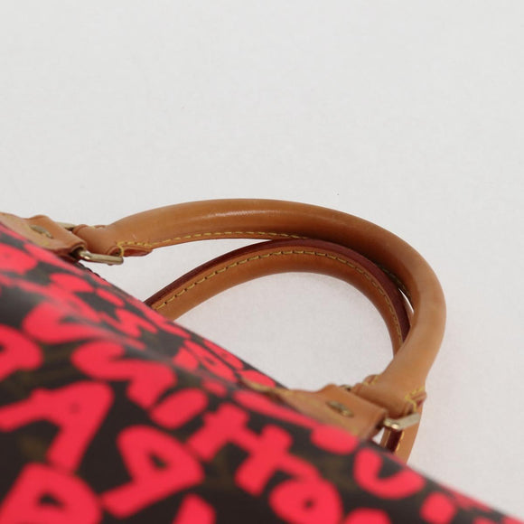 LOUIS VUITTON Monogram Graffiti Speedy 30 Hand Bag Pink M93704 LV Auth 128854SAV