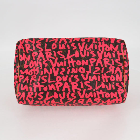 LOUIS VUITTON Monogram Graffiti Speedy 30 Hand Bag Pink M93704 LV Auth 128854V