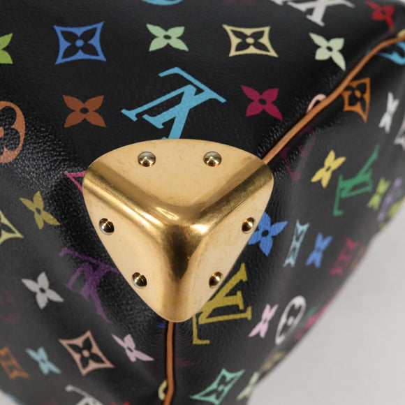 LOUIS VUITTON Monogram Multicolor Speedy 30 Hand Bag Black M92642 Auth 128856V