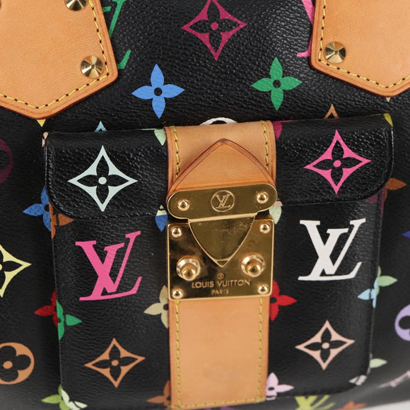 LOUIS VUITTON Monogram Multicolor Speedy 30 Hand Bag Black M92642 Auth 128856V