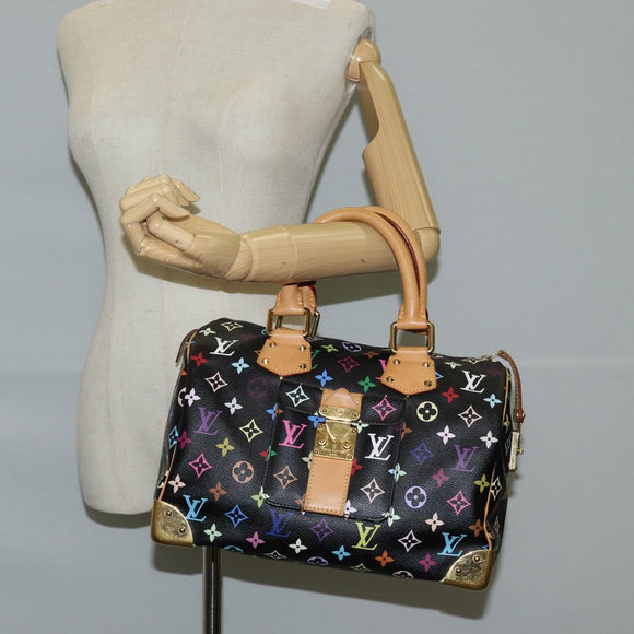 LOUIS VUITTON Monogram Multicolor Speedy 30 Hand Bag Black M92642 Auth 128856SAV