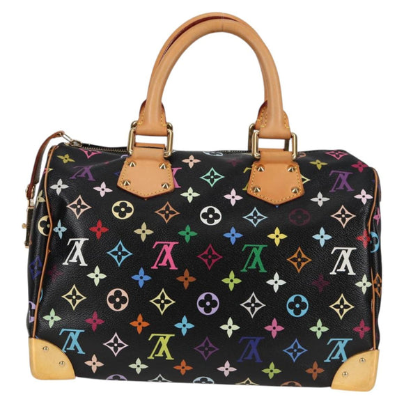 LOUIS VUITTON Monogram Multicolor Speedy 30 Hand Bag Black M92642 Auth 128856V