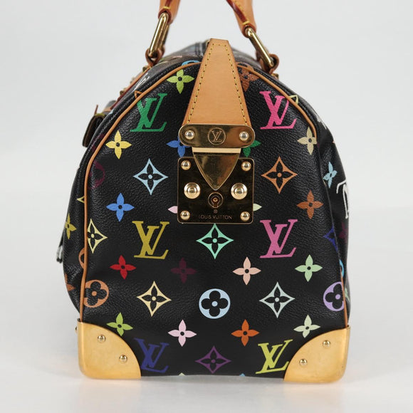 LOUIS VUITTON Monogram Multicolor Speedy 30 Hand Bag Black M92642 Auth 128856V
