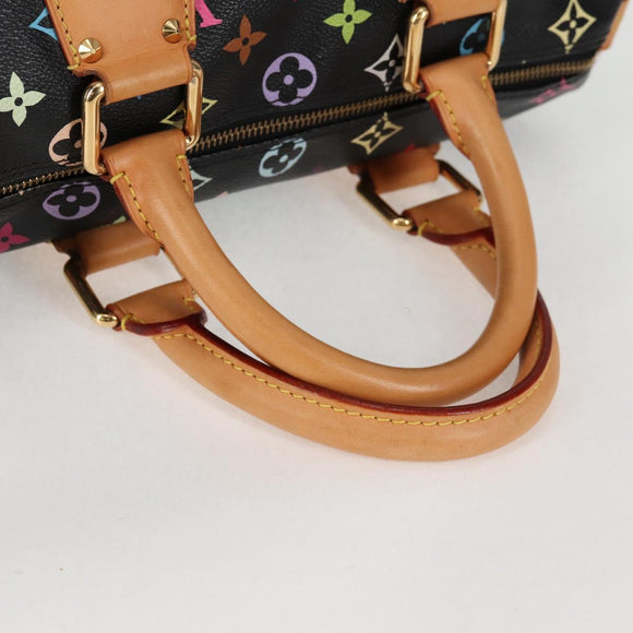 LOUIS VUITTON Monogram Multicolor Speedy 30 Hand Bag Black M92642 Auth 128856V