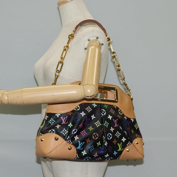 LOUIS VUITTON Monogram Multicolor Judy MM Bag 2Way Black M40256 LV Auth 128862V