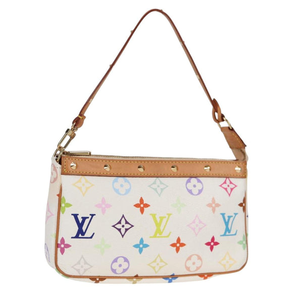 LOUIS VUITTON Multicolor Pochette Accessoires Pouch White M92649 Auth 128866V