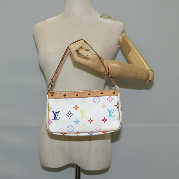 LOUIS VUITTON Multicolor Pochette Accessoires Pouch White M92649 Auth 128866V
