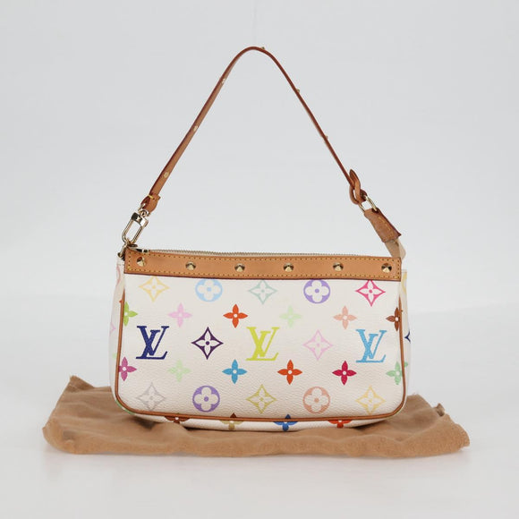LOUIS VUITTON Multicolor Pochette Accessoires Pouch White M92649 Auth 128866V