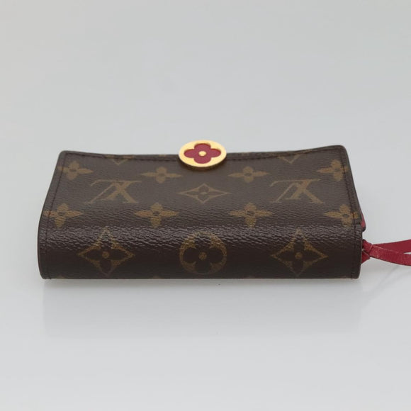 LOUIS VUITTON Monogram Portefeuille Flor Compact Wallet Fuchsia M64588 LV 128881