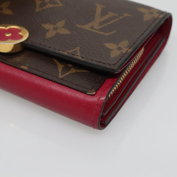 LOUIS VUITTON Monogram Portefeuille Flor Compact Wallet Fuchsia M64588 LV 128881