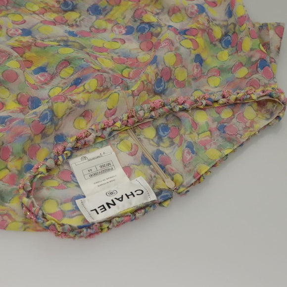 CHANEL Sleeveless Dress Silk Pink CC Auth 128883M