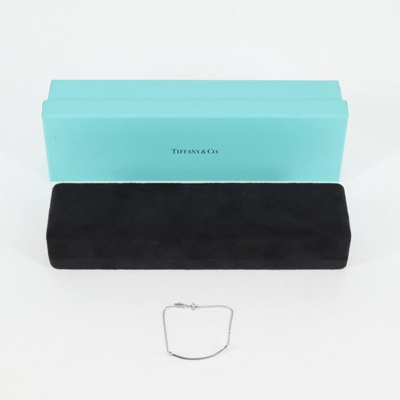 TIFFANY&Co. T Smile White Gold Bracelet K18 Gold 750 Silver Auth 128894M