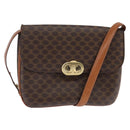 CELINE Macadam Canvas Shoulder Bag PVC Leather Brown Gold Auth 128916-1