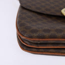 CELINE Macadam Canvas Shoulder Bag PVC Leather Brown Gold Auth 128916-8