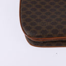 CELINE Macadam Canvas Shoulder Bag PVC Leather Brown Gold Auth 128916-16