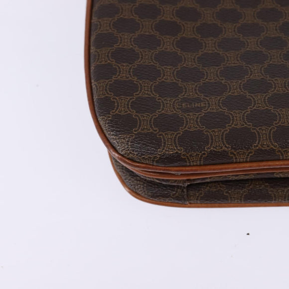 CELINE Macadam Canvas Shoulder Bag PVC Leather Brown Gold Auth 128916