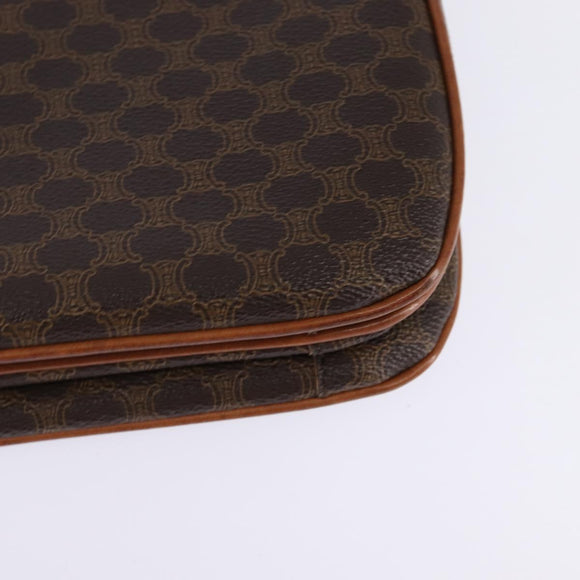 CELINE Macadam Canvas Shoulder Bag PVC Leather Brown Gold Auth 128916