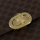 CELINE Macadam Canvas Shoulder Bag PVC Leather Brown Gold Auth 128916-18