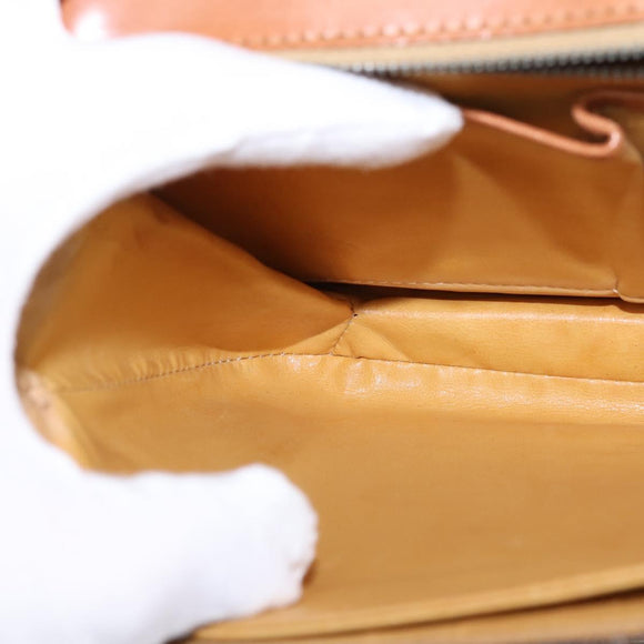 CELINE Macadam Canvas Shoulder Bag PVC Leather Brown Gold Auth 128916