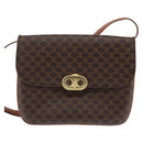 CELINE Macadam Canvas Shoulder Bag PVC Leather Brown Gold Auth 128916-13