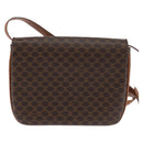 CELINE Macadam Canvas Shoulder Bag PVC Leather Brown Gold Auth 128916-2