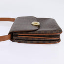 CELINE Macadam Canvas Shoulder Bag PVC Leather Brown Gold Auth 128916-3