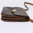 CELINE Macadam Canvas Shoulder Bag PVC Leather Brown Gold Auth 128916-4