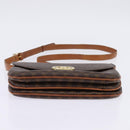 CELINE Macadam Canvas Shoulder Bag PVC Leather Brown Gold Auth 128916-5