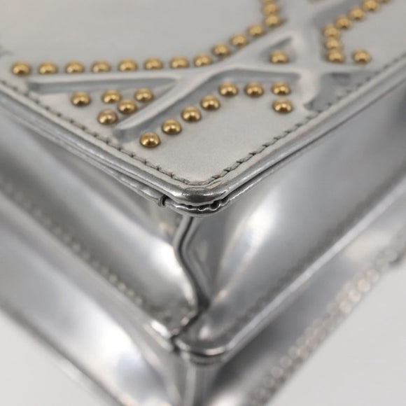 Christian Dior Chain Shoulder Bag Enamel Silver Auth 128918