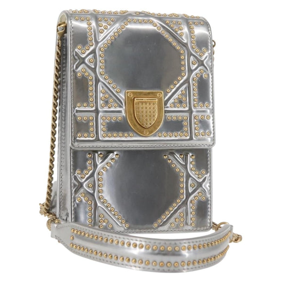 Christian Dior Schouderkettingtas Emaille Zilver Origineel 128918