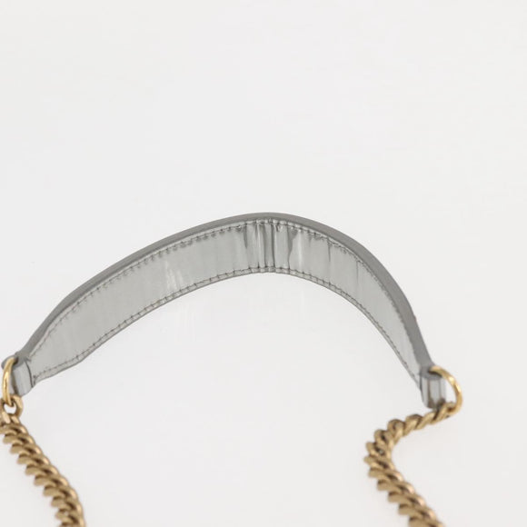 Christian Dior Chain Shoulder Bag Enamel Silver Auth 128918