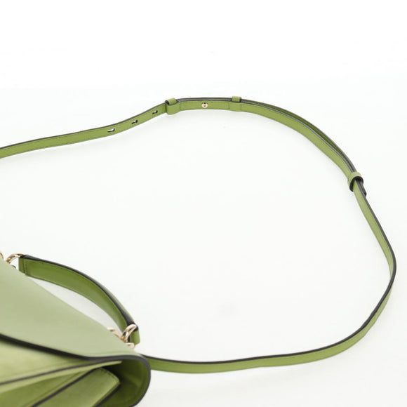 Salvatore Ferragamo Hand Bag Suede Leather 2way Green Gold Auth 128919V