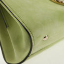 Salvatore Ferragamo Hand Bag Suede Leather 2way Green Gold Auth 128919V-12