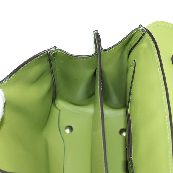 Salvatore Ferragamo Hand Bag Suede Leather 2way Green Gold Auth 128919V