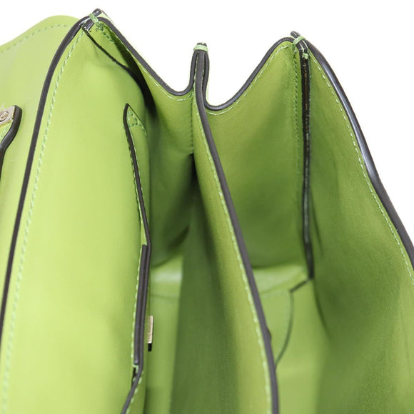 Salvatore Ferragamo Hand Bag Suede Leather 2way Green Gold Auth 128919V