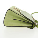 Salvatore Ferragamo Hand Bag Suede Leather 2way Green Gold Auth 128919V-5