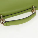 Salvatore Ferragamo Hand Bag Suede Leather 2way Green Gold Auth 128919V-7