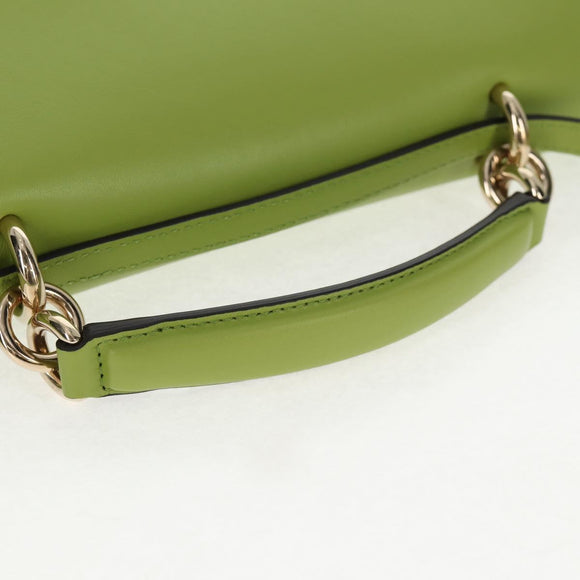 Salvatore Ferragamo Hand Bag Suede Leather 2way Green Gold Auth 128919V