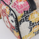 FENDI Zucchino Canvas Boston Bag Beige Gold Auth 128920V-13