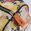 FENDI Zucchino Canvas Boston Bag Beige Gold Auth 128920V-15