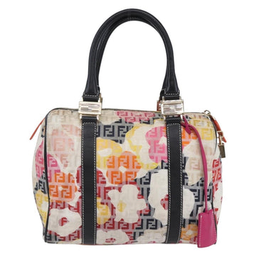 FENDI Zucchino Canvas Boston Bag Beige Gold Auth 128920V - 0