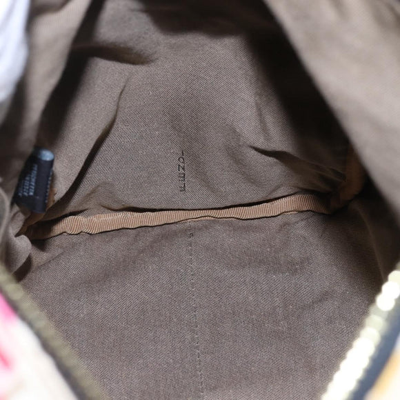 FENDI Zucchino Canvas Boston Bag Beige Gold Auth 128920V