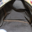 FENDI Zucchino Canvas Boston Bag Beige Gold Auth 128920V-21