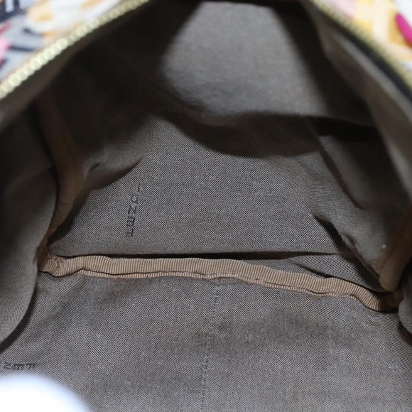 FENDI Zucchino Canvas Boston Bag Beige Gold Auth 128920V