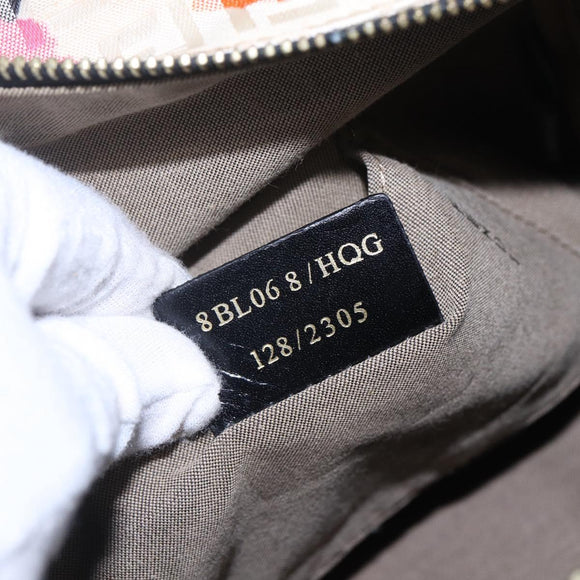 FENDI Zucchino Canvas Boston Bag Beige Gold Auth 128920V