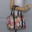 FENDI Zucchino Canvas Boston Bag Beige Gold Auth 128920V-24