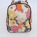 FENDI Zucchino Canvas Boston Bag Beige Gold Auth 128920V-4