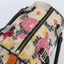 FENDI Zucchino Canvas Boston Bag Beige Gold Auth 128920V-6