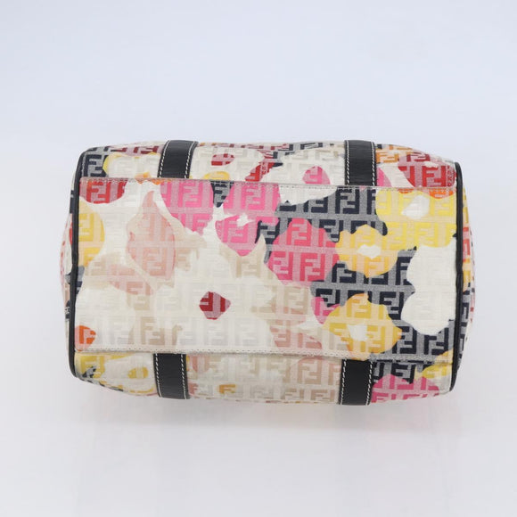 FENDI Zucchino Canvas Boston Bag Beige Gold Auth 128920V